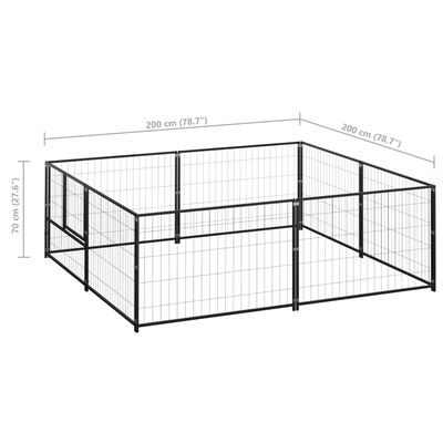 vidaXL Kojec dla psa, czarny, 4 m², stalowy
