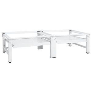 vidaXL Podest pod pralkę i suszarkę z wysuwanymi p&oacute;łkami, biały