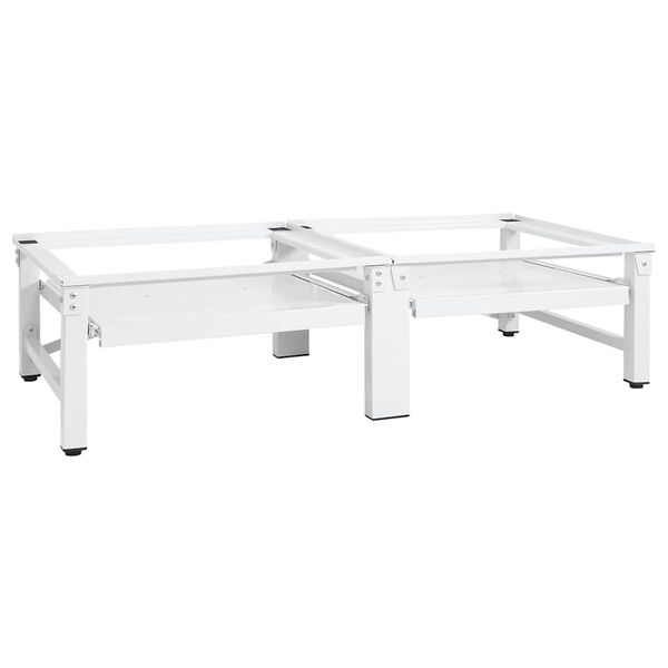 vidaXL Podest pod pralkę i suszarkę z wysuwanymi p&oacute;łkami, biały