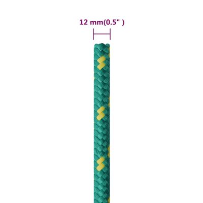 vidaXL Linka żeglarska, zielona, 12 mm, 250 m, polipropylen