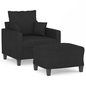 vidaXL Fotel z podn&oacute;żkiem, czarny, 60 cm, obity tkaniną