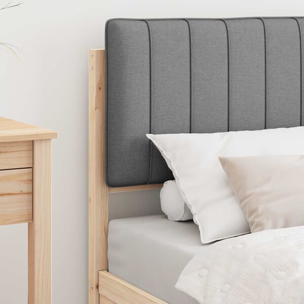 vidaXL Ramka ł&oacute;żka z tapicerowanym wezgłowiem Jasnoszary 75 x 190 cm