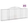 vidaXL Kosze gabionowe, 5 szt, 300x30x100/120 cm, galwanizowane żelazo