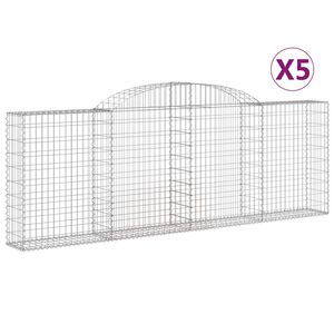 vidaXL Kosze gabionowe, 5 szt, 300x30x100/120 cm, galwanizowane żelazo