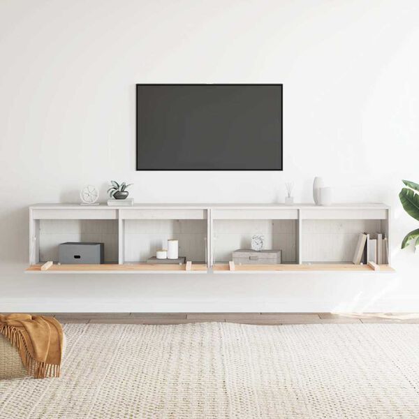 vidaXL Szafki ścienne, 2 szt., białe, 100x30x35 cm, drewno sosnowe