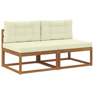 vidaXL Środkowa sofa ogrodowa z poduszką 2 Sztuka Naturalny