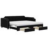 vidaXL Sofa rozsuwana z szufladami, czarna, 80x200 cm, tkanina