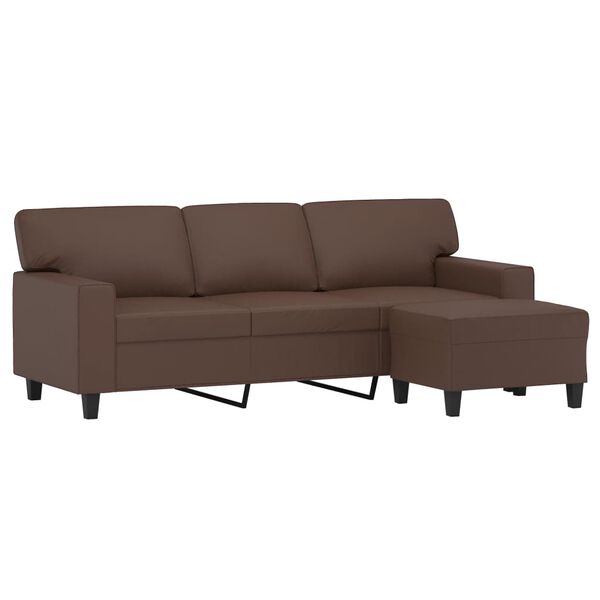 vidaXL 3-osobowa sofa z podn&oacute;żkiem, brązowa, 180 cm, sztuczna sk&oacute;ra