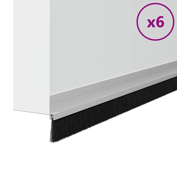 vidaXL Szczotki uszczelniające do drzwi samoprzylepne 6 pcs Srebrny