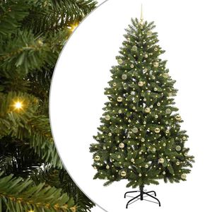 vidaXL Sztuczna choinka 240 cm 300 LED Ciepła biel PVC i stal zielony