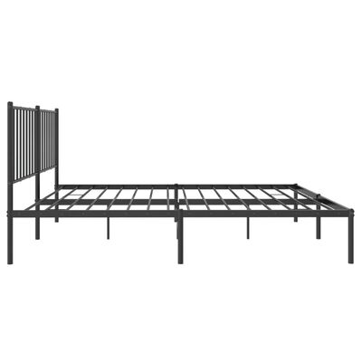 vidaXL Metalowa rama łóżka z wezgłowiem czarna, 140x200 cm