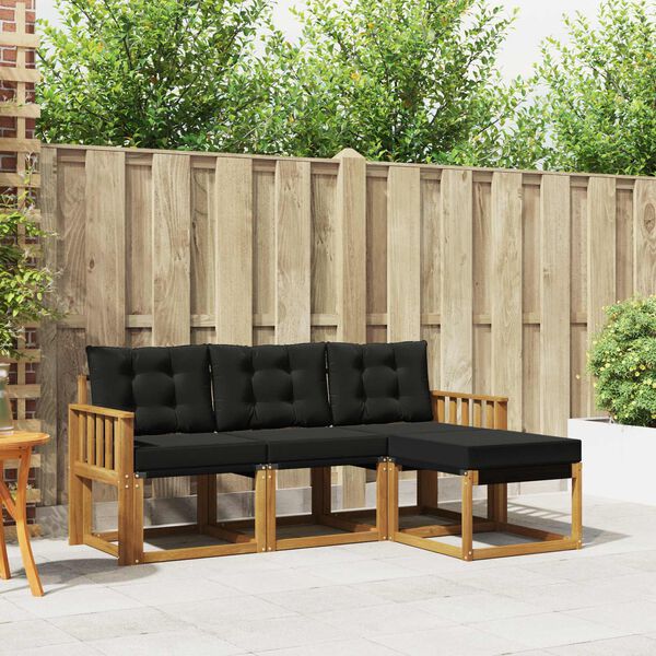 vidaXL Zestaw sof na zewnątrz z poduszką 4 pcs Naturalny i czarny