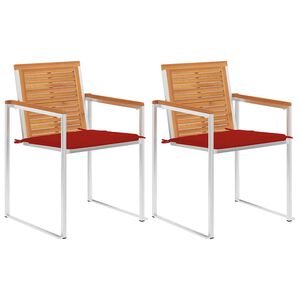 vidaXL Krzesła ogrodowe z poduszkami, 2 szt., drewno akacjowe i stal