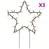 vidaXL Świąteczne gwiazdy na szpikulcach, 3 szt., 50 LED, 29 cm