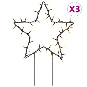 vidaXL Świąteczne gwiazdy na szpikulcach, 3 szt., 50 LED, 29 cm