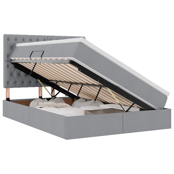 vidaXL Ł&oacute;żko z miejscem na przechowywanie i materacem Jasnoszary