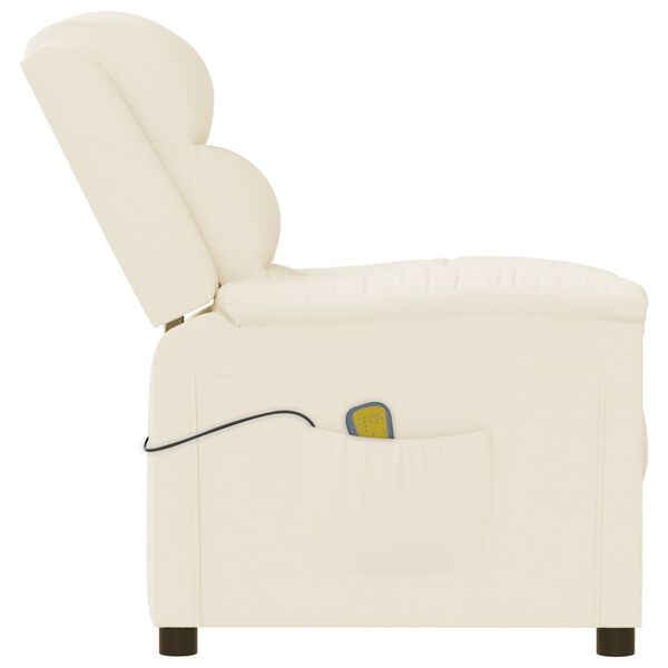 vidaXL Fotel masujący, kremowy, obity sztuczną skórą
