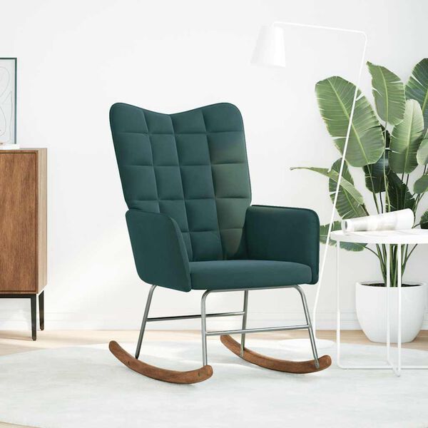 vidaXL Fotel bujany, ciemnozielony, tapicerowany aksamitem