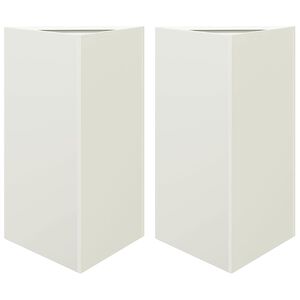 vidaXL Donice ogrodowe, 2 szt., białe, tr&oacute;jkątne, 50x43x75 cm, stal