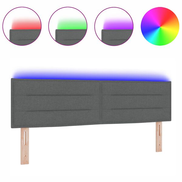 vidaXL Wezgłowie LED Ze LED Lights Ciemnoszary 144 cm Poliester