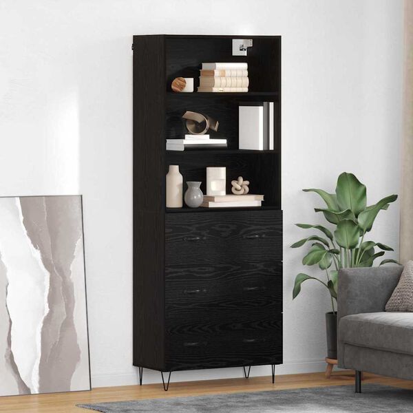 vidaXL Highboard 2 pcs Czarny Dąb Materiał drewnopochodny
