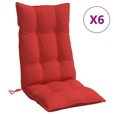 vidaXL Poduszki na krzesła z wysokim oparciem, 6 szt., czerwone
