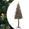 vidaXL Szczupła Choinka Zielony 180 cm PVC i lite drewno sosnowe