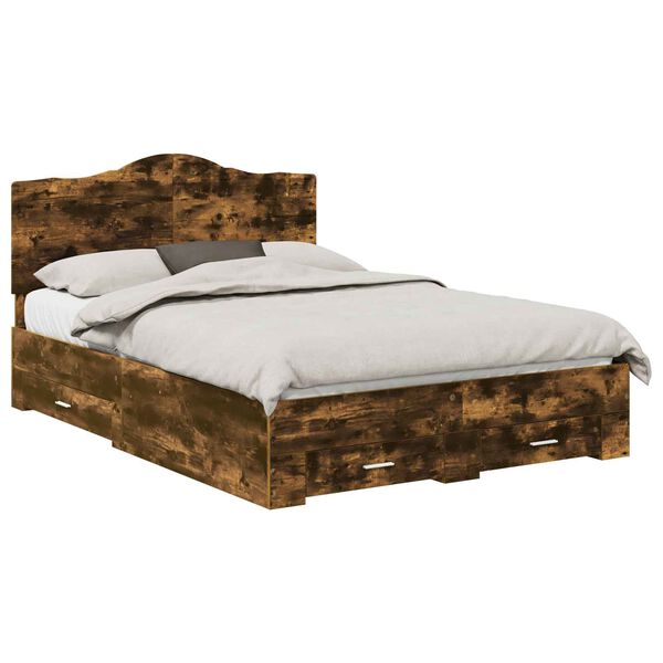 vidaXL Ramka ł&oacute;żka Dąb wędzony 150 x 200 cm Materiał drewnopochodny