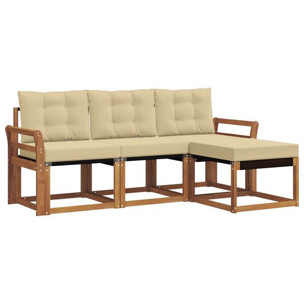 vidaXL Zestaw sof na zewnątrz z poduszką 4 pcs Naturalny i Beżowy