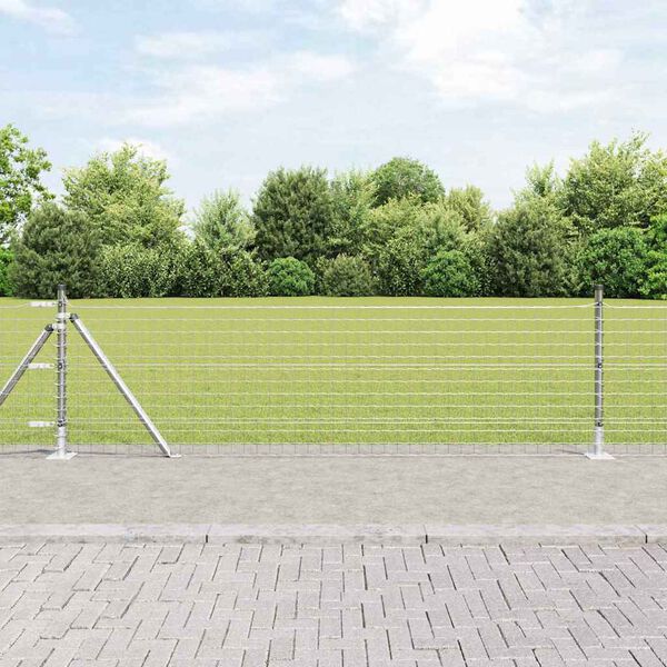 vidaXL Ogrodzenie z słupkiem Srebrny 0,4 x 10 m Stal