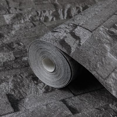 vidaXL Tapeta 3D z wzorem kamieni, czarna