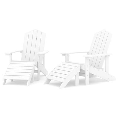 vidaXL Krzesła ogrodowe Adirondack z podnóżkami, 2 szt., HDPE, białe
