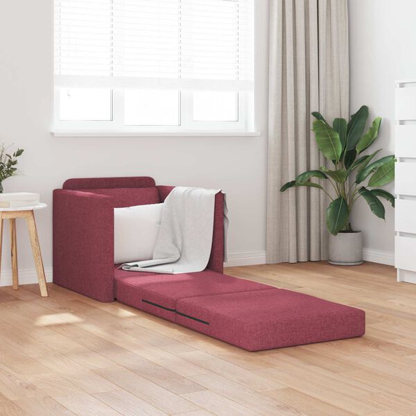 vidaXL Sofa Bed 60cm Czerwone wino tkanina