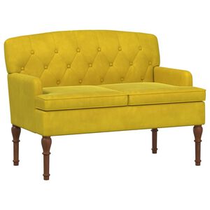 vidaXL Sofa dwuosobowa z guzikowym pikowaniem Jasnoż&oacute;łty