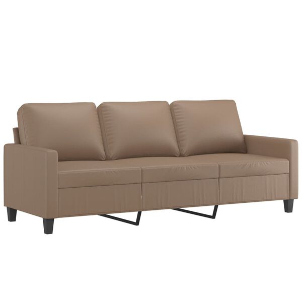 vidaXL 3-osobowa sofa z podn&oacute;żkiem, cappuccino, 180 cm, sztuczna sk&oacute;ra