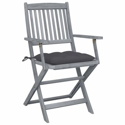 vidaXL Składane krzesła ogrodowe, 6 szt., z poduszkami, akacjowe