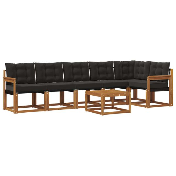 vidaXL Zestaw sof na zewnątrz z poduszką 7 pcs Naturalny i czarny