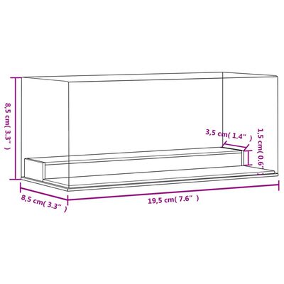 vidaXL Pudełko ekspozycyjne, przezroczyste, 19,5x8,5x8,5 cm, akrylowe