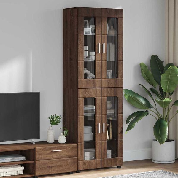 vidaXL Highboard Brązowy dąb 60 x 35 x 182 cm Materiał drewnopochodny