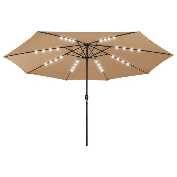 vidaXL Parasol ogrodowy z LED, 400 cm, taupe