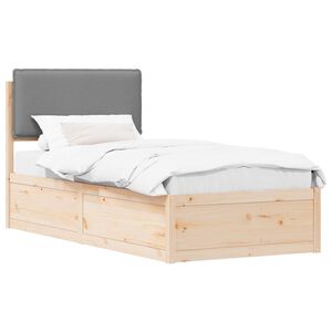 vidaXL Ramka ł&oacute;żka z tapicerowanym wezgłowiem Jasnoszary 100 x 200 cm