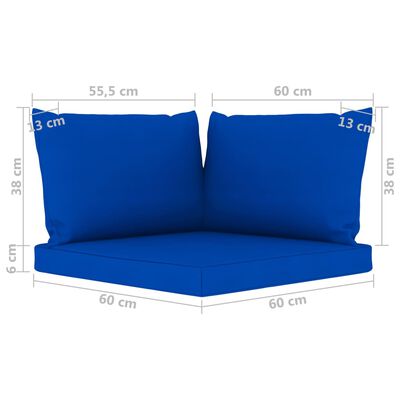 vidaXL Ogrodowa sofa 2-os. z palet, z niebieskimi poduszkami, sosna