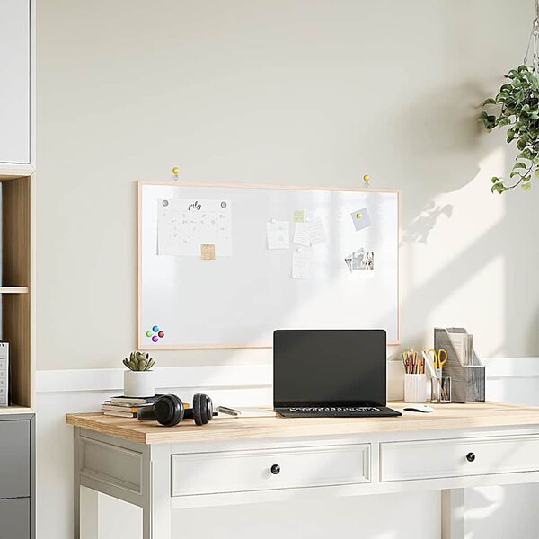 vidaXL Tablica magnetyczna z ramą z litego drewna sosnowego 100x55 cm