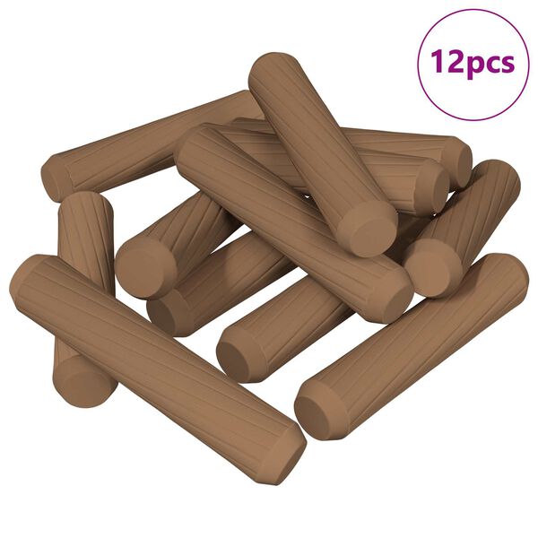 vidaXL Drewniane kołki 12 pcs Brązowy &Oslash;8 x 35 mm Lite drewno