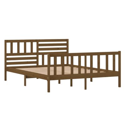 vidaXL Rama łóżka, miodowy brąz, 120x190 cm, lite drewno