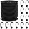vidaXL Liny bungee z hakami 4 mm Czarny PP i guma