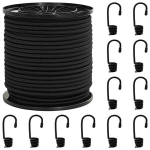 vidaXL Liny bungee z hakami 4 mm Czarny PP i guma