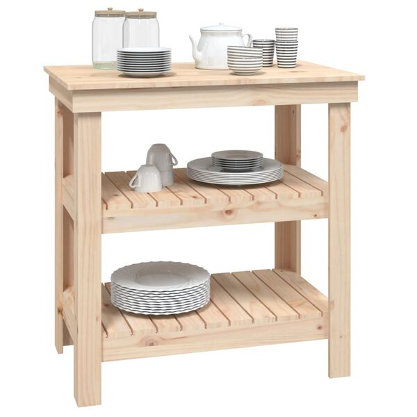 vidaXL Stolik roboczy, 78,5x50x80 cm, lite drewno sosnowe