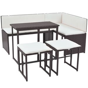 vidaXL 5-cz. zestaw mebli ogrodowych, stal, rattan PE, brąz