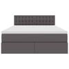 vidaXL Ł&oacute;żko z miejscem na przechowywanie i LED Szary 140 x 200 cm
